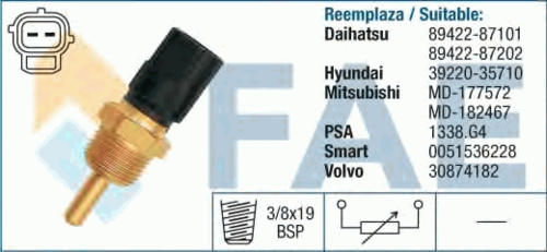 FAE 33310 Датчик температуры охл. жидк.! Mitsubishi Colt/Lancer 1.3/1.6/1.8 91>/Galant 1.8i-2.5i 92>