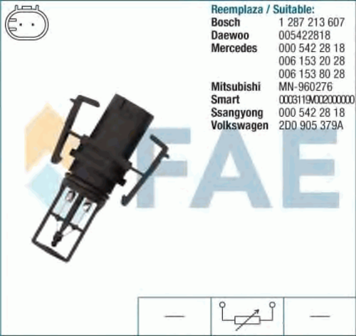 FAE 33504 Датчик температуры воздуха! MB W124/W140/W210/W220 1.8-4.2i/2.0-2.7CDi 92