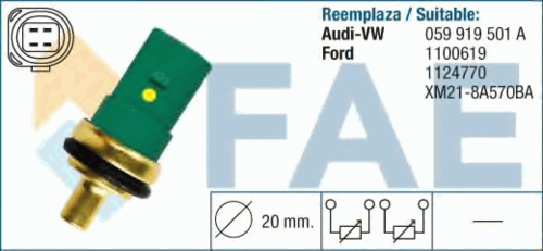 FAE 33783 Датчик, температура охлаждающей жидкости