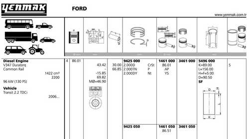 YENMAK 3461050 Поршни