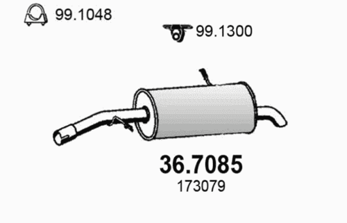 ASSO 36.7085 Резонатор задний PEUGEOT 207 1.6 06-07