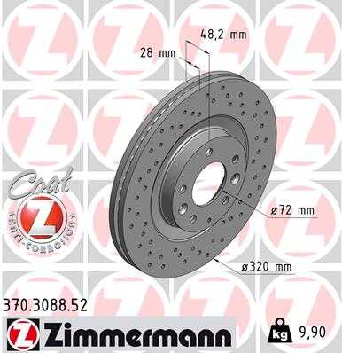 ZIMMERMANN 370.3088.52 Диск тормозной Sport перед. 320x28/48-5x114 Mazda CX-9 3.5/3.7 06>/CX-7 2.3/2.2D 06-1