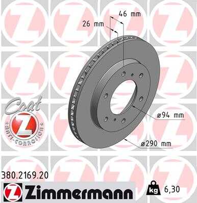 ZIMMERMANN 380.2169.20 Диск тормозной передний! Mitsubishi Pajero 3.2GDi 00>