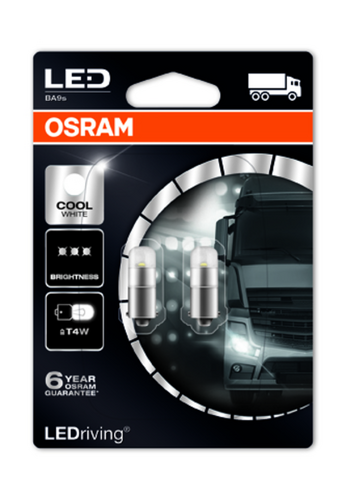 OSRAM 3924CW-02B Комплект ламп LEDRIVING! 2шт. (T4W) 24V 1W BA9s premium/ хол. белый/ 6000K