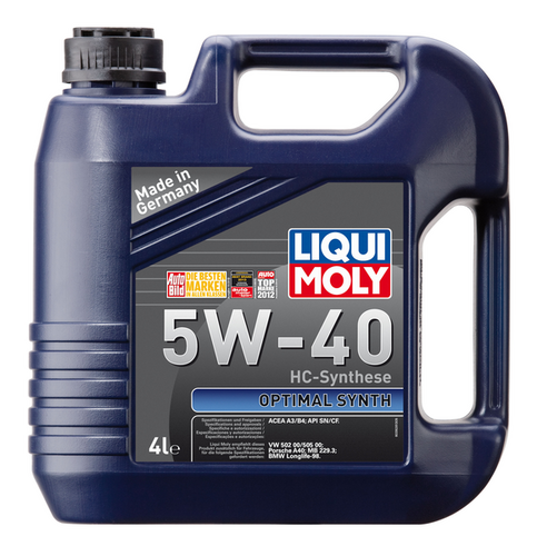 LIQUIMOLY 3926 LiquiMoly 5W40 Optimal Synth (4L) масло мотор.! син. api SN/CF,ACEA A3-04,B4-04:VW,Porsche,MB229.3;Масло моторное LIQUI-MOLY Optimal Synth 5W40 A3/B4 CF/SN (Синтетическое, 4л/5л)