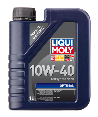 LIQUIMOLY 3929 LiquiMoly 10W40 Optimal (1L) масло моторное полусинт. API SL/CF, ACEA A3-04, B3-04: MB 229.1;Масло моторное Liqui Moly Optimal 10W-40 semi synthetic 1 л