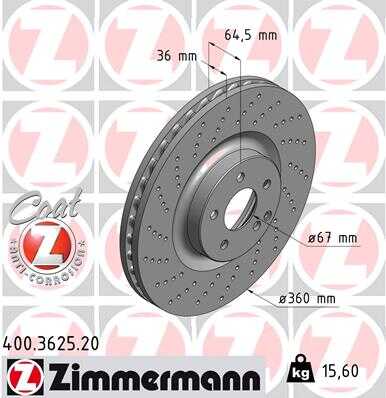 ZIMMERMANN 400362520 Диск тормозной передний! MB W211 55 AMG 02>