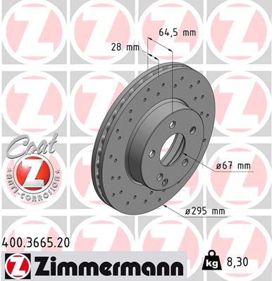 ZIMMERMANN 400.3665.20 Тормозной диск