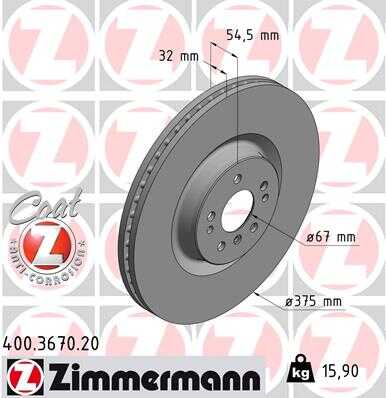 ZIMMERMANN 400367020 Диск тормозной перед. 375x32/54-5x112 MB X164 4.2/4.5/5.0i 06>