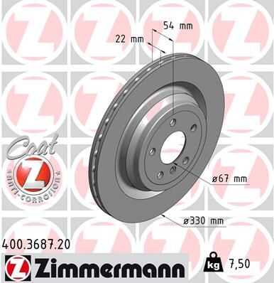 ZIMMERMANN 400368720 Тормозной диск