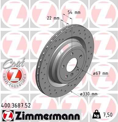 ZIMMERMANN 400368752 Диски тормозные M-CLASS (166) ML 250 CDI BLUETEC 4-MATIC (1