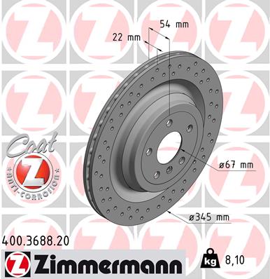 ZIMMERMANN 400368820 Диск тормозной задний! MB W166/X166 3.5/5.0/3.5CDi 11>