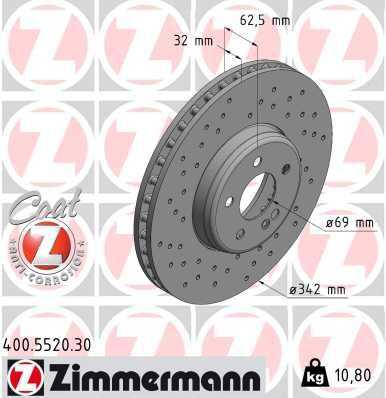 ZIMMERMANN 400552030 Тормозной диск MERCEDES