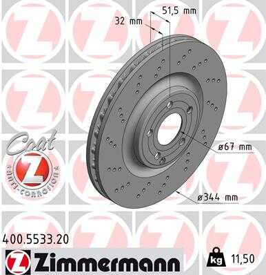 ZIMMERMANN 400.5533.20 Диск тормозной