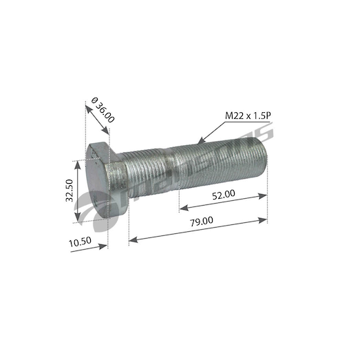 MANSONS 400.603 Шпилька ступицы колеса! M22x1,5, L89/79мм MAN TGM/TGA/TGS/TGX, Lions, Neoplan