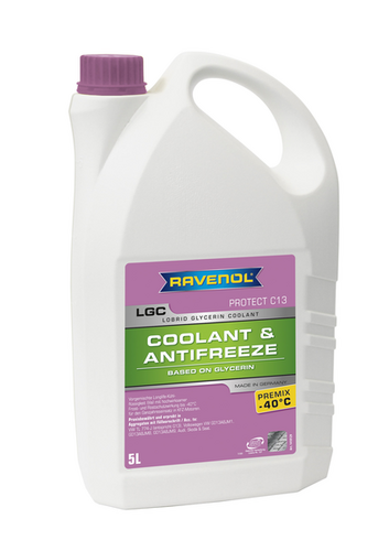 RAVENOL 4014835756359 Антифриз готовый лила LGC Lobrid Glycerin Coolant Premix -40 C13 (5л)