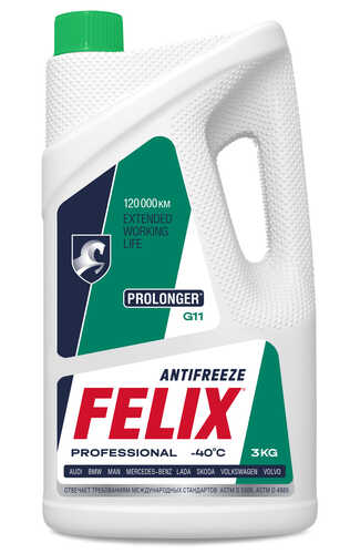 FELIX 430206327 Антифриз! Prolonger 3 kg готовый зелёный -40 G11