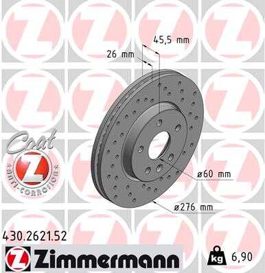 ZIMMERMANN 430262152 Диск тормозной