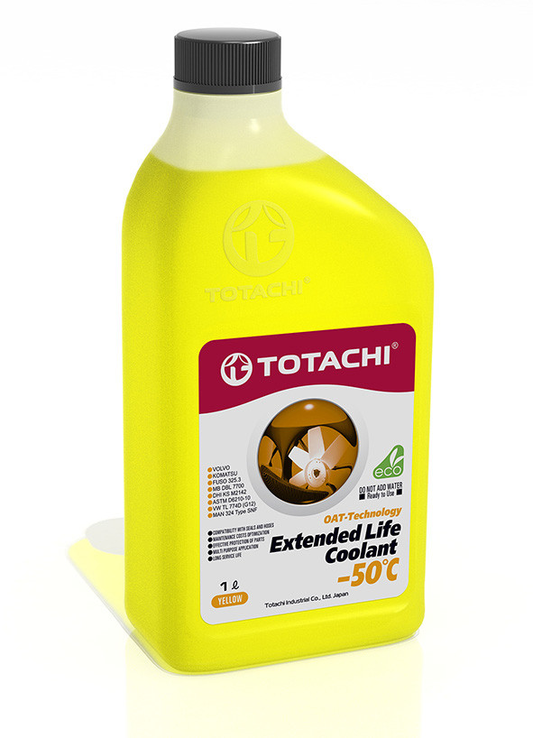 TOTACHI 43801 Extended Life Coolant Yellow -50C (1L) антифриз! готовый желтый