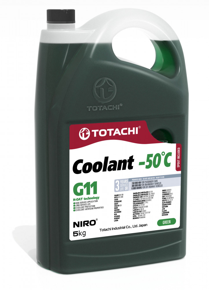 TOTACHI 44705 NIRO COOLANT Green -50C G11 (5L) антифриз! готовый зеленый