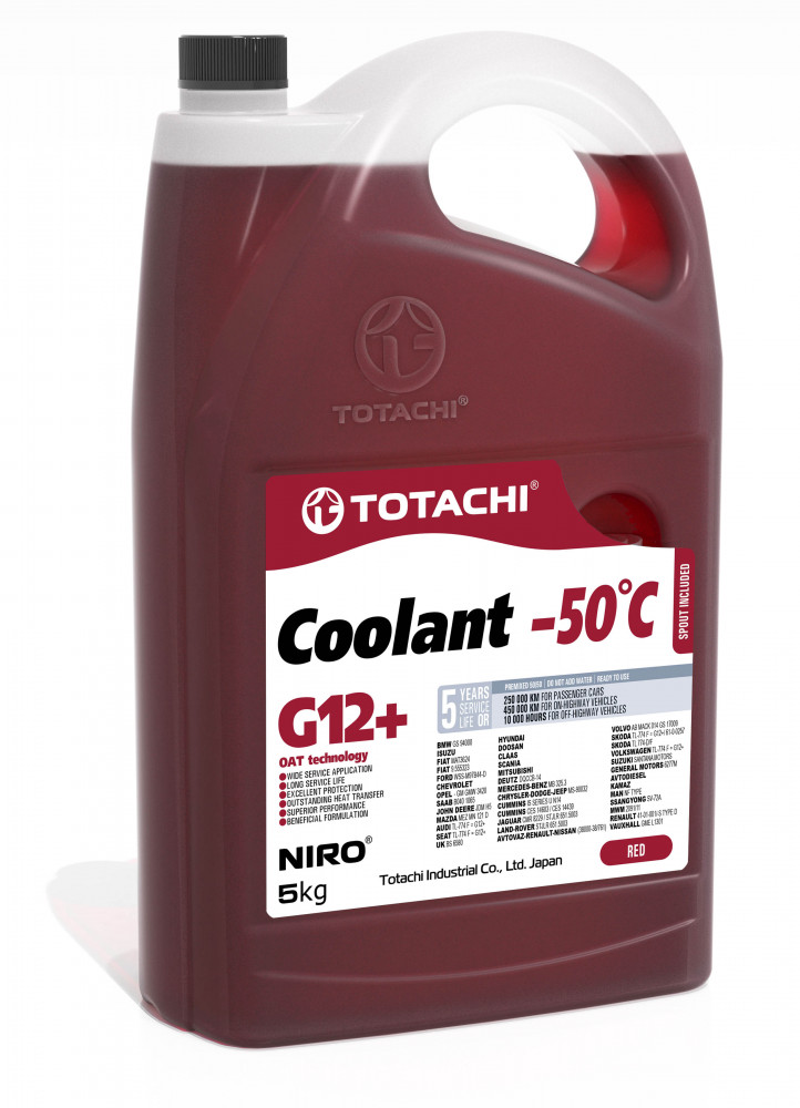 TOTACHI 44805 NIRO COOLANT Red -50C G12+ (5L) антифриз! готовый красный