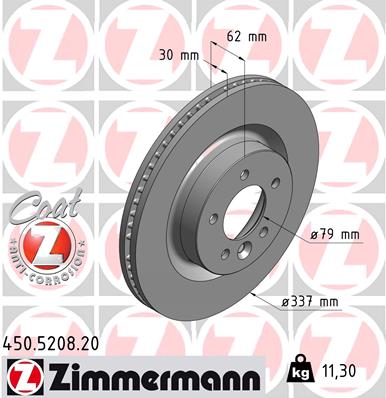 ZIMMERMANN 450520820 Диск тормозной передний! с покрытием Range Rover Discovery 4.4 04>