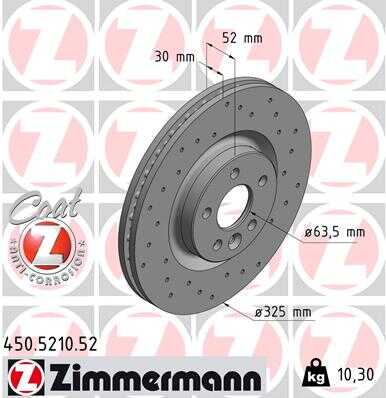 ZIMMERMANN 450.5210.52 Диск тормозной! Sport Jaguar E-Pace 17>, Land Rover Discovery Sport 2.0T 14>