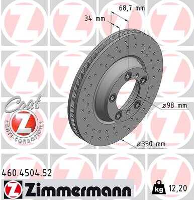 ZIMMERMANN 460.4504.52 Диск тормозной лев! Sport 18' Porsche Panamera/Cayenne III 3.0/3.6/4.8/3.0D 17>