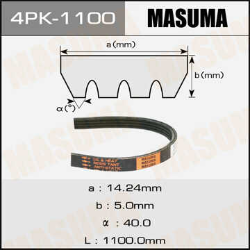 MASUMA 4PK1100 Ремень поликлиновый Elastic! Iveco Daily, Peugeot Boxer 2.3/3.0D 06>;Ремень привода навесного оборудования