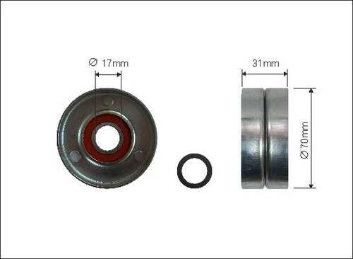 CAFFARO 500155 Ролик прив. ремня мет. TO RAV4 2.4L 05-, CAMRY -11;Натяжной ролик, поликлиновый ремень