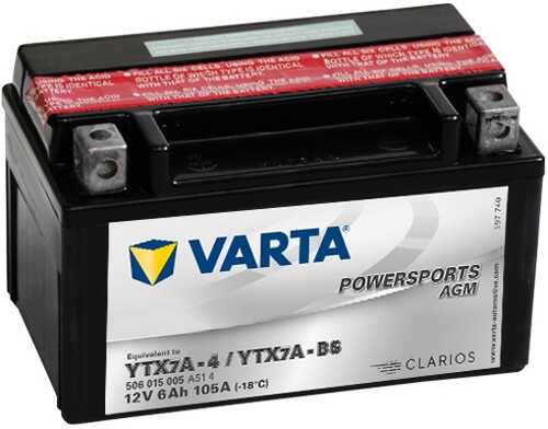 VARTA 506015005 аккумулятор! рус 6Ah 105A 151/88/94 YTX7A-BS AGM moto, заменен на 506015011