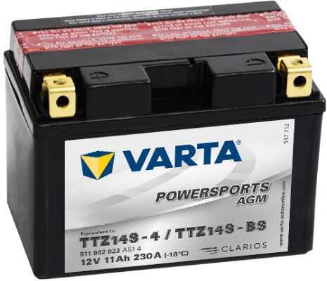 VARTA 511902023 Аккумуляторная батарея! евро 11Ah 230A 150/87/110 TTZ14S-4 POWERSPORTS AGM moto