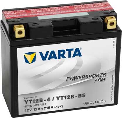 VARTA 512901019 Аккумулятор! рус 12Ah 215A 151/70/131 YT12B-BS AGM moto, замена на 512901022