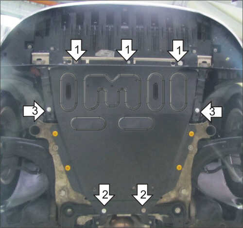 MOTODOR 51721 Защита картера двигателя, КПП (1,5 мм, сталь) для Renault Megane III седан/универсал/хетчбек/к