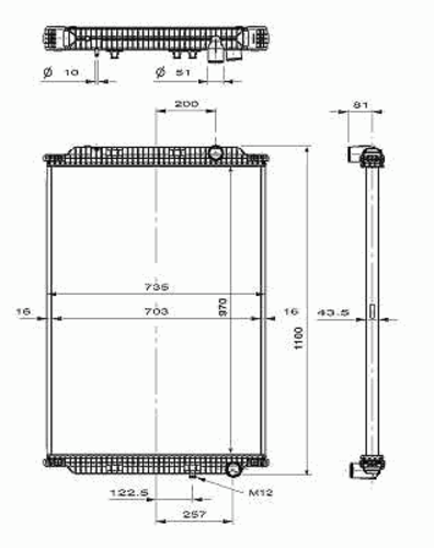 NRF 519564 Радиатор системы охлаждения 970x735x43 RVI Kerax 370.18 05>