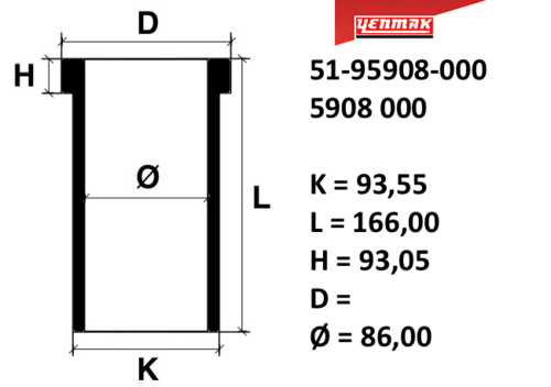 YENMAK 5195908000 Гильза! d86 Renault R21/R25/Espace/Safrane 2.1TD 81>