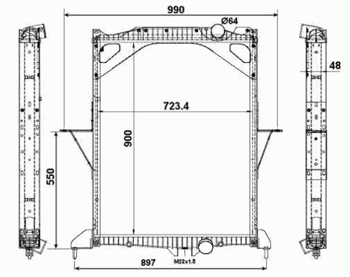 NRF 529701 Радиатор системы охлаждения! с рамой 900x723.4x48VOLVO FM12 98-05/FM9 01-05