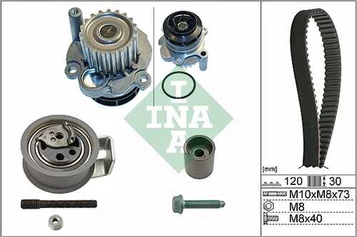 INA 530 0091 31 рем.к-кт ГРМ с помпой! Audi A3/A4/A6, VW Bora/Golf/Passat 1.4TDi/1.9TDi 97>