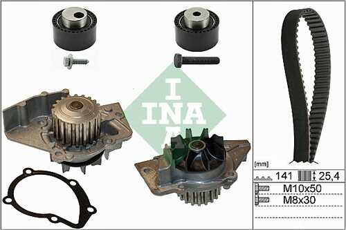 INA 530011130 Рем. комплект ГРМ с помпой! Citroen Berlingo/Jumpy, Fiat Ducato 2.0HDi 99> дв. до 08637