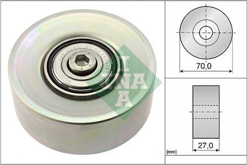 INA 532039810 Ролик обводной! 27x70 BMW E46/E60/E61/E66/E65/X3/X5 2.0-3.0D/TD/CD/XD 01>