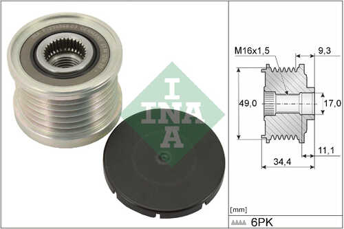 INA 535 0075 10 шкив генератора! BMW E46 1.8-2.0i 01>