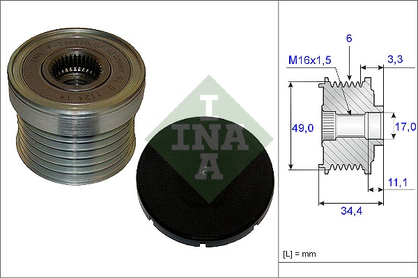 INA 535 0183 10 Шкив генератора! BMW E46/81/87/90 1.6i-3.0i 01>