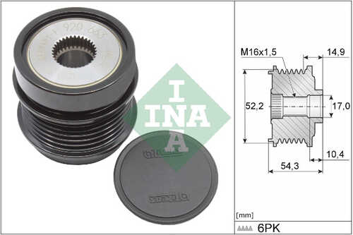 INA 535034210 Шкив генератора! MB W204/W212/X253/X204 1.6-2.0i 12>