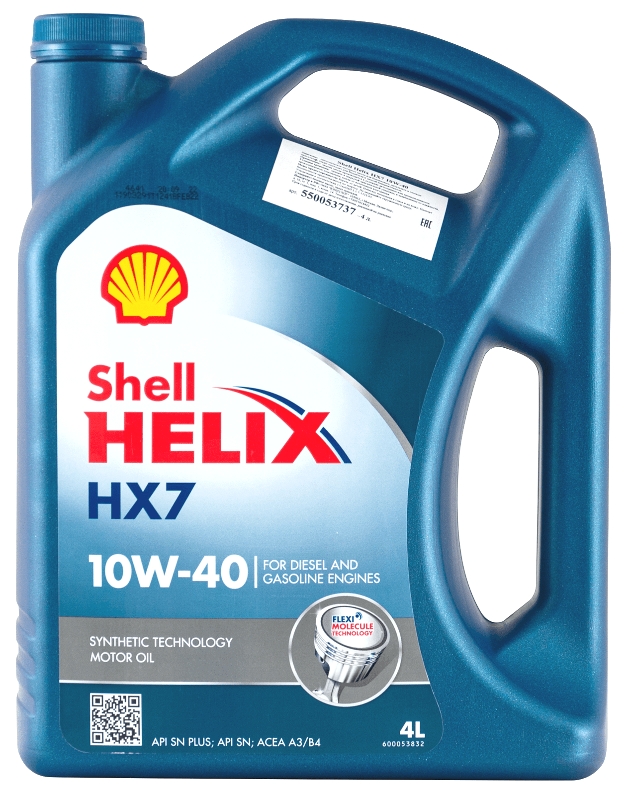 SHELL 550053737 Масло Helix HX7 SN+ A3/B4 10W40 мот. п/с. (4л)