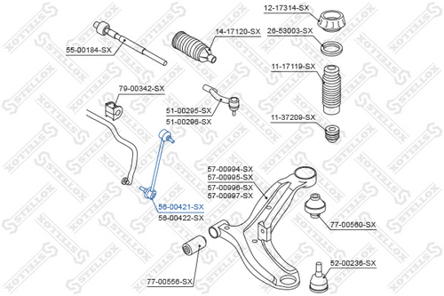 STELLOX 5600421SX Тяга стабилизатора переднего левая! Kia Soul 08>