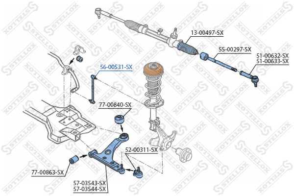 STELLOX 5600531SX Тяга стабилизатора переднего! Fiat Grande Punto, Opel Corsa all 05>