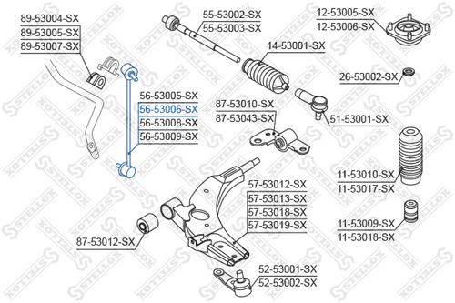 STELLOX 56-53006-SX Тяга стабилизатора переднего левая! KIA Carens 00-02