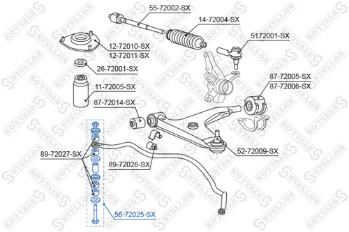 STELLOX 56-72025-SX Тяга стабилизатора переднего! Mitsubishi Lancer/Colt CK#/CJ# 96>
