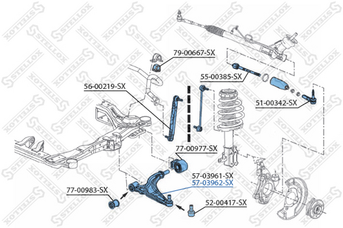 STELLOX 57-03962-SX Рычаг передний правый! в сборе Chevrolet Cruze 1.6 83Kw/Cruze 1.8 10>