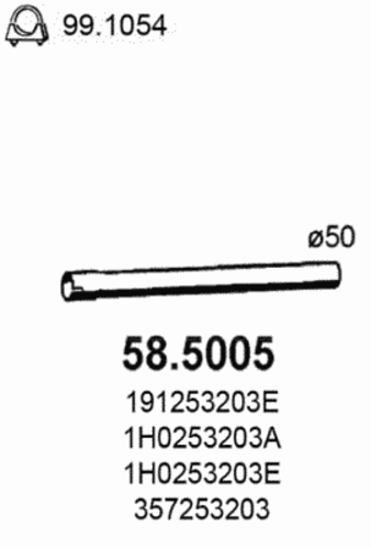 ASSO 58.5005 ГЛУШИТЕЛЬ (ТРУБА СОЕДИНИТЕЛЬНАЯ)